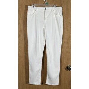 Chicos Women's Sz 10R White So Slimming Girlfriend Slim Leg Ankle Jeans NWT